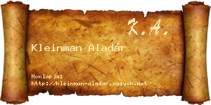 Kleinman Aladár névjegykártya